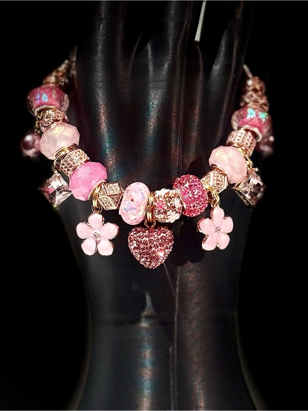 Elegant Pink Charm Bracelet